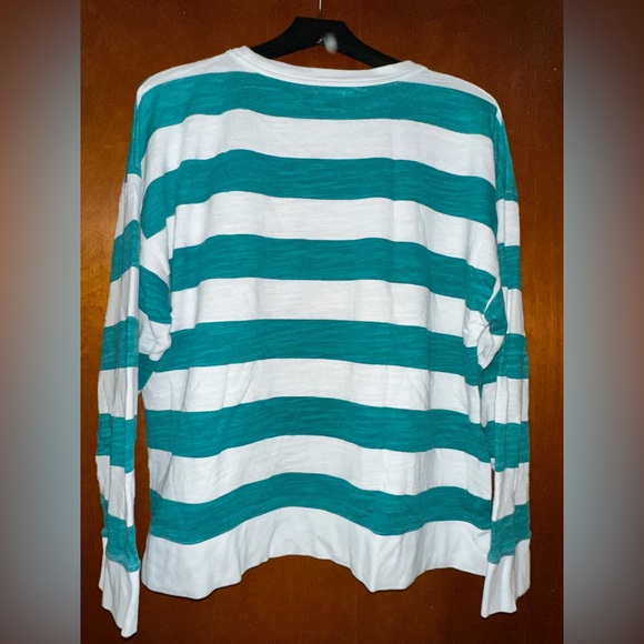 J. Crew Teal and White Vintage Fleece Shirt - Picture 2 of 3